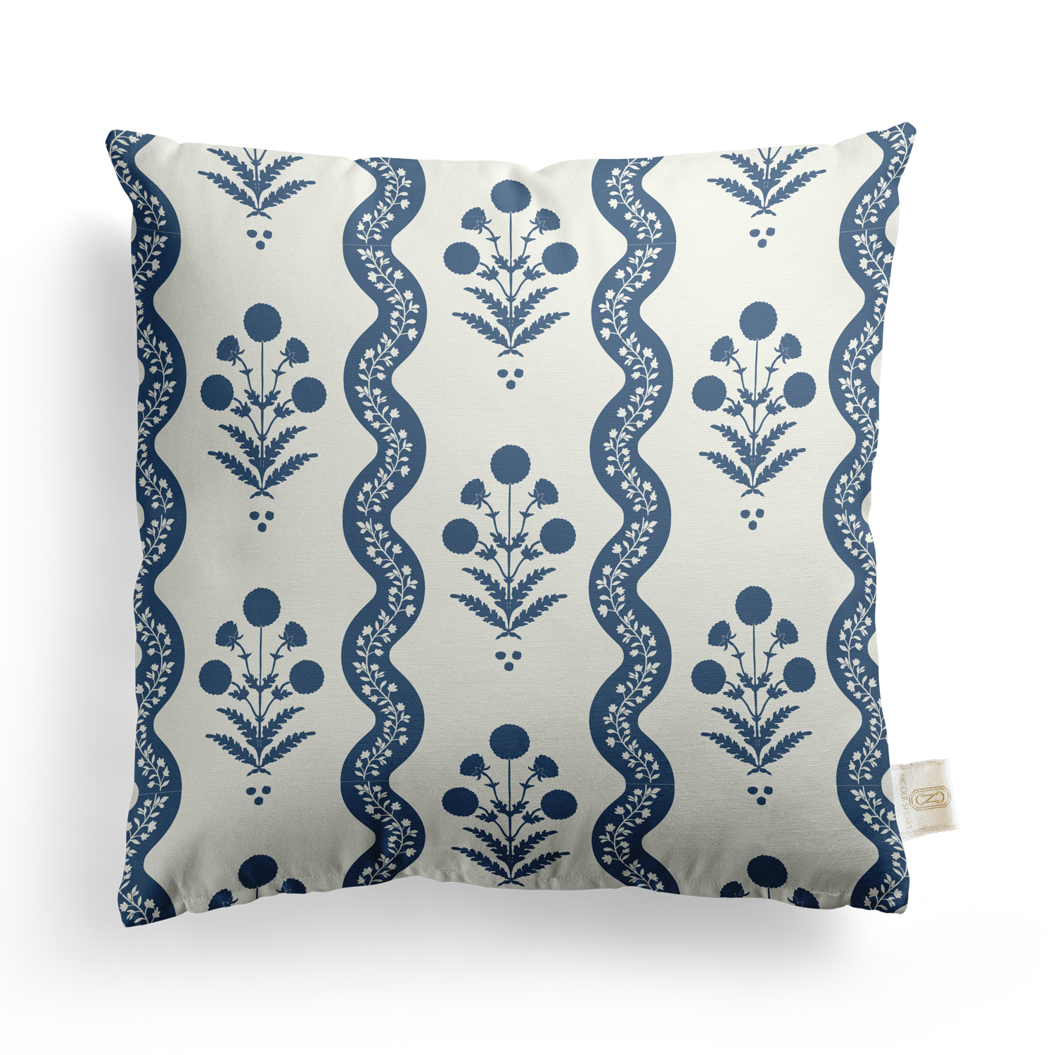 Blue and White Block Floral Print Decorative Pillow Cover – ONE AFFIRMATION